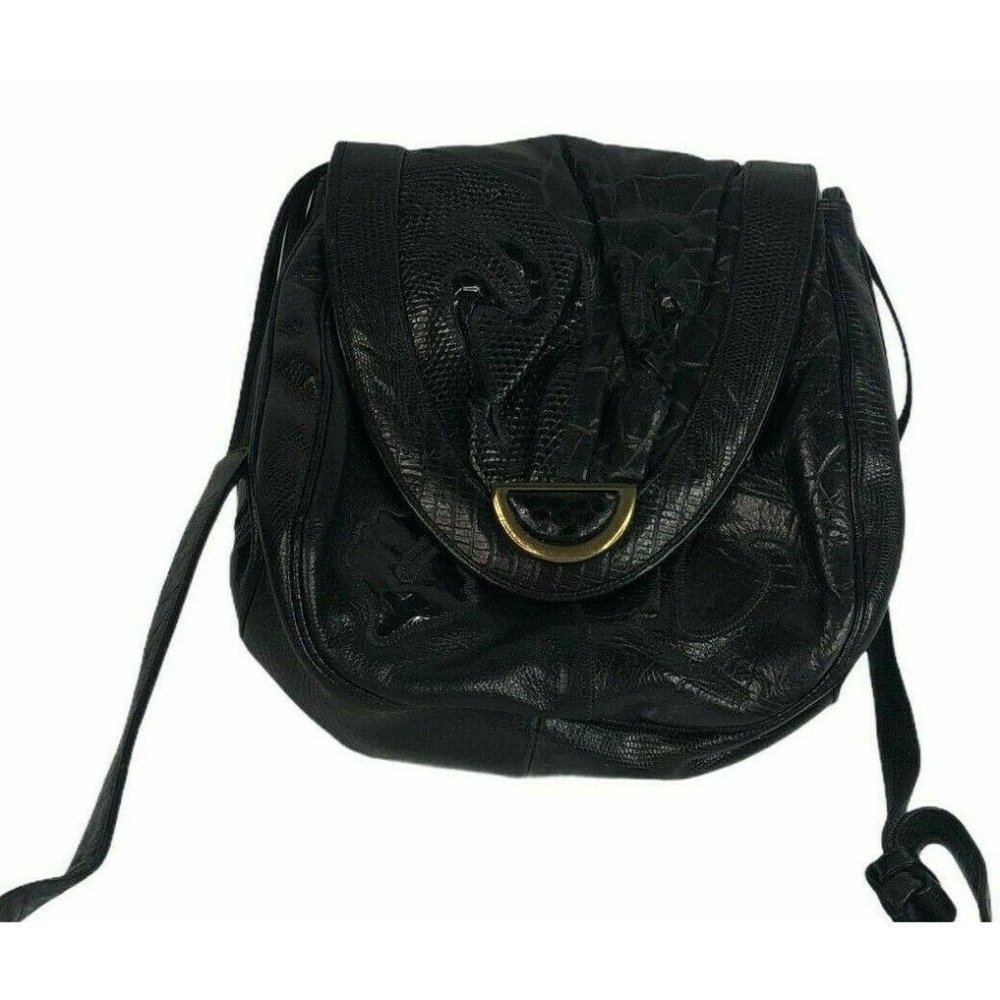 Vintage Sharif Black 80s Handbag Purse Patchwork